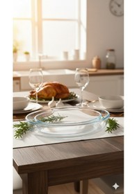 Resim Masterchef Elite 2'li Sade Oval Servis Tabağı,salata Kasesi, Sunumluk, Tabak Ve Fırın Kabı Saydam 