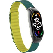 Resim Xiaomi Mi Band 7 Uyumlu KRD-69 Zore Kordon-Koyu Yeşil-Sarı 