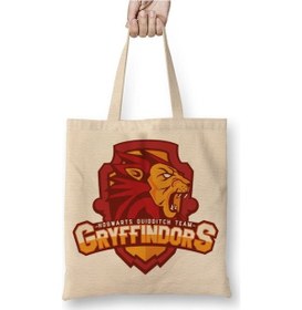 Resim Toyaso Gryffindor 02 Beyaz Bez Çanta Uzun Saplı Alışveriş Çantası Plaj Çantası Beyaz 