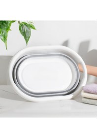 Resim Porsima La-550 40lt Katlanabilir Silikon Çamaşır Sepeti Akordi... Beyaz - Gri 