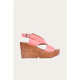 Resim Bueno Shoes Turuncu Deri Kadın Dolgu Topuklu Sandalet 