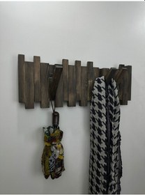 Resim Doğal Ahşap Vestiyer Ahşap Askılık Piano Askılık 8li Ceviz Kahverengi 