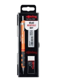 Resim Rotring Tikky Versatil Kalem 0.7 MM Neon Turuncu Okul Seti + Silgi + Uç 