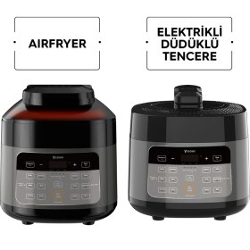 Resim Yasomi Y85 Multi Cooker 2 Si 1 Arada Airfryer Fritöz ve Elektrikli Düdüklü Tencere (Yasomi Türkiye Garantili) 