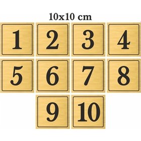 Resim Metal Kapı Masa Dolap Numarası, Posta Kutusu Numarası 10x10 Cm 1 -10 Altın 