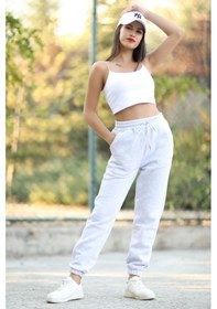 Resim Paçası Lastikli Eşofman Altı Karmelanj Kışlık 3 İplik Şardonlu Reguar Fit - 2529-9016-9017 Kar Melanj 