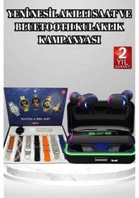 Resim Powerbank Bluetooth Kulaklık Ve Akıllı Saat 7 Kordonlu Metal Kordon Plastik Kordon 