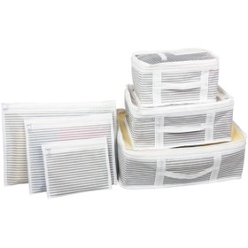 Resim Winbox Hastane Çıkışı 6 Parça Bavul Organizeri Valiz Düzenleyici Organizer Gri Çizgili 