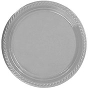Resim Plastik Tabak 25 Adet Gümüş Kullan At Tabak 22 Cm Doğum Günü Partisi Tabağı 