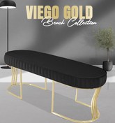 Resim Viego Gold Striped Bench Puf 