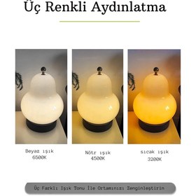Resim Monozone Masa Lambası Kitap Okuma Işığı Dokunmatik Şarjlı Armut Lamba 3 Modlu Gece Lambası Hediye 