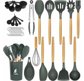 Resim Hype Store Valletta Mikla Isıya Dayanıklı Yanmaz Yapışmaz 33 Parça Silikon Spatula Mutfak Seti Gri 