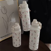 Resim 1 adet Pembe Lale Kalpli Paslanmaz Çelik Yalıtımlı Su Şişesi - Sıcak ve Soğuk İçecekler için Çift Duvarlı Vakumlu Termos, 600ml/800ml/1000ml Boyutlar, Seyahat, Spor Salonu, Açık Hava Etkinlikleri ve Hediyeler için Mükemmel 