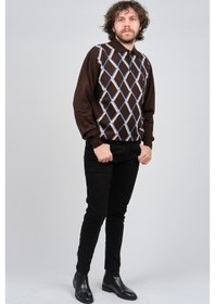 Resim Neyir Erkek Polo Yaka Desenli Yün Kazak 1340406 Kahverengi Kahverengi-L Kahverengi 