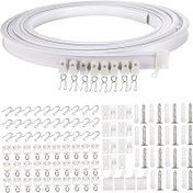 Resim Esnek Perde Rayı Kiti, Bükülebilir Ray ve Metal Kanca ile, Yatak Odası için Yumuşak Pencere Bölücü - Beyaz Plastik, Çoklu Boyutlar (1/2/3/4/5/6/7/8 Metre) 