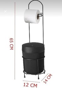 Resim Lüks Banyo Mutfak Çöp Kovası Metal Standlı Tuvalet Wc Kağıtlık Seti (Beyaz) 
