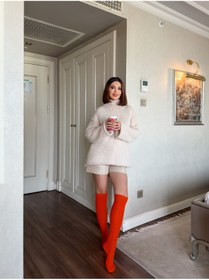 Resim LAGRANZE Cozy Line Premium Kadın Diz Üstü Jakarlı Çorap 