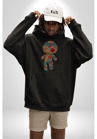 Resim Voofoo Bebeği Doll Doldurulmuş Bebek Kadın Erkek Siyah Kapüşonlu Sweatshirt Hoodie Siyah 