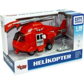 Resim Vardem 1:20 Sürtmeli Sesli Işıklı Helikopter - Kırmızı 