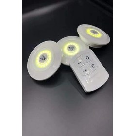 Resim Daders Home H3 Cob Uzaktan Kumandalı Üçlü Spot Lamba Pilli Dolap Altı Spot Günışığı 