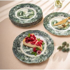 Resim Fecra Vintage Emerald 6 Parça Pasta Tabağı Seti Yeşil 