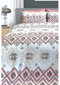 Resim Tek Kişilik Ranforce Nevresim Takımı Lastikli Çarşaflı Bohemıan Pudra 