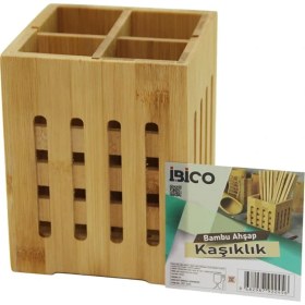 Resim Go İthalat 4 Bölmeli Büyük - Pencereli KARE=11X11CM Ahşap Bambu Kaşıklık Organizer (784) 