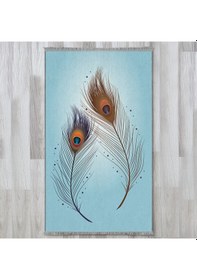 Resim Evaşk Namazlık Dokuma Halı Kaymaz Muslumana Seccade 80 x 130 TURKUAZ EVAŞK406D80 