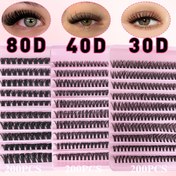 Resim 200 adet Esnek Küme Kirpikler 8-16mm, Doğal Görünümlü Bireysel Kirpikler, Kabarık DIY Uzatmalar, 30 40 80D Kıvrım - Başlangıç Dostu & Yeniden Kullanılabilir 