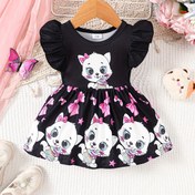 Resim Kızlar için Sevimli Karikatür Kedi Baskılı Elbise, Yaz Kolsuz Yuvarlak Yaka, Yumuşak Esneklikli Örgü Malzeme, Polyester %95 Spandex %5, Avrupa ve Amerika Tarzı, Düzenli Kesim - Kemer Yok 