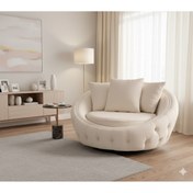 Resim Artex Polox kapitoneli döner berjer 