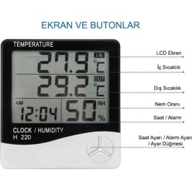 Resim Oem H220 Iç Ortam Nem ve Sıcaklık, Dış Ortam Sıcaklık Ölçer 