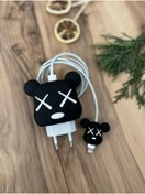 Resim Mi7a Sevimli Silikon Şarj Başlığı Ve Kablo Koruyucu 2li Set Siyah Kaws 