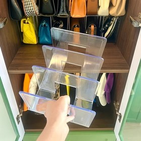 Resim 2 adet XL Kalınlaştırılmış, Lüks El Çantası Depolama Rafı - Çoklu Bölümler ile Para Cüzdanı Gösterimi, Gardırop Bölmesi, Taşınabilir ve Bağımsız, Ev ve Ofis için Uygun, Aksesuarlar Düzenlenmiş | Moda Depolama Kutusu | Dayanıklı Plastik, El Çantası Depolama Kutusu, Para Cüzdanı Depolama Kutusu 
