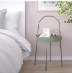 Resim Kulplu Sehpa Su Yeşili Renk Meridyendukkan 38 Cm Metal Taşınabilir Sehpa 