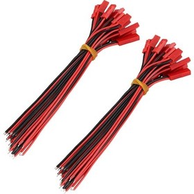 Resim Padalink 20 Çift 150mm Silikon Kablolu Jst Rc Bec Lipo Batarya Bağlantı Kutusu Erkek + Dişi Siyah-kırmızı 