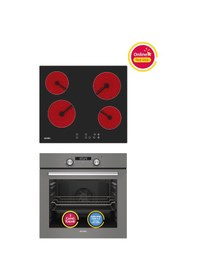 Resim Simfer 4 Fonkisyon Trend Dijital Gri Power Turbo Elektrikli 2'li Ankastre Set (Fırın + Elektrikli Ocak) 