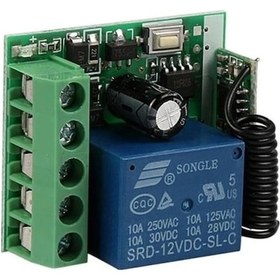 Resim 12 Volt 433 Mhz Tek Kanallı Alıcı Verici Garaj Kumandası Devresi 4434 