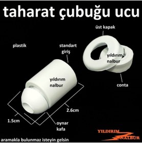 Resim Yıldırım 4 Adet Taharat Çubuğu Ucu Plastik Beyaz Taharet Borusu Ucu Perletörü Aparatı 