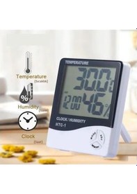 Resim Dijital Termometre Sıcaklık Nem Ölçer Alarmlı Masa Saati 