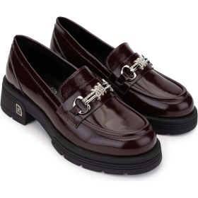 Resim Tamer Tanca Kadın Deri Bordo Rugan Loafer Ayakkabı 33 2005-1 Bn Ayk SK24-25 Bordo Rgn 