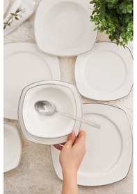 Resim Karaca Adelia Porselen 24 Parça 6 Kişilik Yarım Kare Yemek Takımı Platinum 