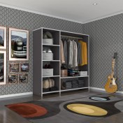 Resim Kenzlife giysi dolabı mükremin 150*150*40 gri gardırop 