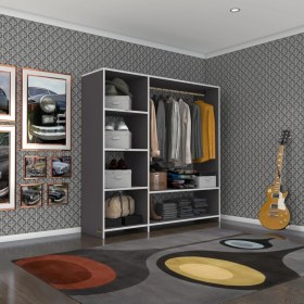 Resim Kenzlife giysi dolabı mükremin 150*150*40 gri gardırop 