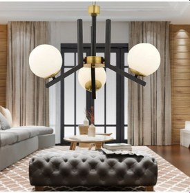 Resim Morgan 3 Lü Eskitme Siyah Modern Yatak Odası Mutfak Oturma Odası Salon Avize 