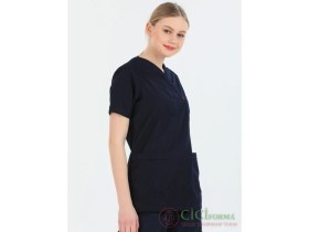 Resim Cici Forma Zarf Yaka Koyu Lacivert Üst 