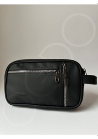 Resim Ogdo - Erkek Siyah Deri Portföy Clutch Ve Günlük El Çantası Siyah 