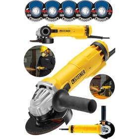 Resim Steiner 4200 Watt Metal Şanzuman Avuç İçi Taşlama Sarı + 5 Disk 