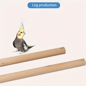 Resim Doğal Ahşap Kuş Tüneği - Muhabbet Kuşları ve Kakadular için Uç Oluklu - Kuş Kafesi Aksesuarları 