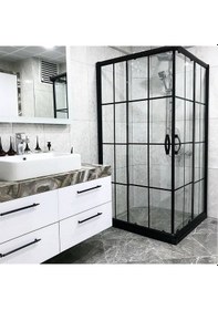 Resim Lüks Oval Ay Siyah Kulp Duşa Kabin Kulbu Siyah Duş Kulp 4 Adet Dörtlü Set Lüx Siyah 